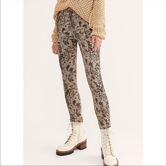 Free People Denim - Free People High Rise Jeggings Two Faced Snakeskin